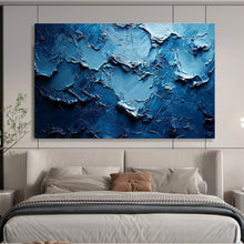 Load image into Gallery viewer, Textured Blue Abstract Painting on Canvas - “Deep Blue Textures” DKH758
