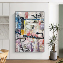 Load image into Gallery viewer, “Colorful Urban Abstract Collage” - Multicolor Abstract Art on Canvas DKH1268
