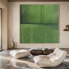 Load image into Gallery viewer, Grand Hand - painted Dual Green Stripes Acrylic Art for Minimalist Offices LargeART0197

