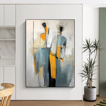 Load image into Gallery viewer, Grey and Yellow Abstract Figures Painting, Perfect for Contemporary Living Room &amp; Art - Centric Workplace LargeART1880
