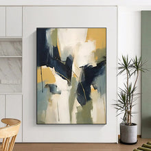 Load image into Gallery viewer, Navy - Yellow Geometric Clash Art for Studio &amp; Contemporary Home LargeART0831
