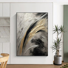 Load image into Gallery viewer, Gold - Silver - Black Flow Acrylic Art for Luxury Bedroom &amp; Hotel Lobby LargeART0834
