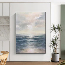 Load image into Gallery viewer, Blue &amp; White Seascape Abstract Painting, Ideal for Relaxing Bathroom &amp; Coastal Bedroom LargeART2101
