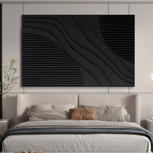 Load image into Gallery viewer, Wavy Black Textured Abstract Art for Modern Entryway &amp; Sophisticated Bar DKH098
