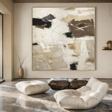Load image into Gallery viewer, Hand - painted Extensive Beige - Black Abstract Composition Acrylic Art for Minimalist Lounges LargeART0128
