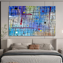 Load image into Gallery viewer, Abstract Grid “Colorful Connections” Painting on Canvas, Modern Line Art DKH849
