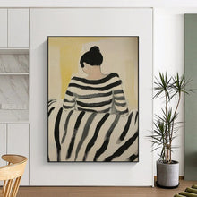 Load image into Gallery viewer, Yellow - Black - White Abstract Figure Art, Perfect for Eclectic Living Room &amp; Stylish Home Office LargeART2037
