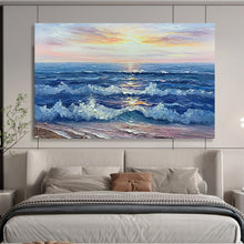 Load image into Gallery viewer, “Sunset Sea Waves” - Impressionistic Abstract Acrylic of an Ocean Sunset, Suits Beach House and Living Room DLZ218
