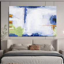 Load image into Gallery viewer, Abstract Painting on Canvas: Blue - Hued Urban Abstract with Textural Elements DKH573
