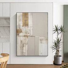 Load image into Gallery viewer, “Minimalist Neutral Abstract” - Grey, White, Brown Abstract Art on Canvas DKH1318
