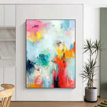 Load image into Gallery viewer, “Pastel Color Cascade” Abstract Painting on Canvas, Bohemian Bedroom Charm DKH1065

