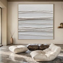 Load image into Gallery viewer, White Textured Horizontal Abstract Painting, Ideal for Modern Gallery Wall &amp; Calming Meditation Space LargeART1347

