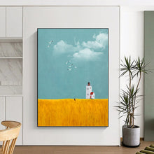 Load image into Gallery viewer, “Serene Lighthouse in Golden Field” - Calming Landscape Art on Canvas DKH1429
