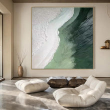 Load image into Gallery viewer, Textured Green and White Abstract Art for Coastal Home Hallway &amp; Art - focused Spa LargeART0938
