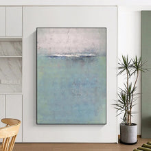 Load image into Gallery viewer, “Sea Whisper” – Soft blue, gray, green with faint horizon line DTP354
