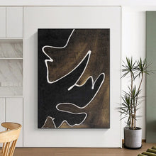 Load image into Gallery viewer, Hand - painted Generous - sized Black - White Line Abstract Acrylic Art for Minimalist Home Offices LargeART0070
