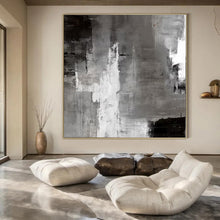 Load image into Gallery viewer, Monochrome Abstract Layers Abstract Canvas Painting, Ideal for Modern Office &amp; Minimalist Living Room LargeART1124

