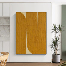 Load image into Gallery viewer, “Yellow Geometric Textures” - Yellow, White Abstract Art on Canvas DKH1244

