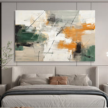 Load image into Gallery viewer, Multicolor Geometric Abstraction with Green and Orange Abstract acrylic painting DLZ100
