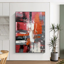Load image into Gallery viewer, Oversized Bold Red and Gray Abstract Acrylic for Energetic Living Room &amp; Inspiring Home Gym LargeART0313

