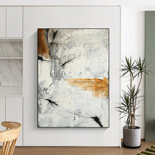 Load image into Gallery viewer, “Abstract Textured Grey &amp; Orange” - Modern Impasto Art on Canvas DKH1438
