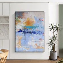 Load image into Gallery viewer, Large - Scale Hand - painted Blue - Toned Abstract Mosaic Acrylic Art for Coastal - Inspired Living Rooms LargeART0224
