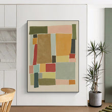 Load image into Gallery viewer, “Colorful Geometric Blocks” Abstract Modern Painting on Canvas, Playful Decor DKH964
