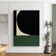 Load image into Gallery viewer, Black, White, and Green Geometric Acrylic Art - Perfect for Modernist Hallway &amp; Minimalist Gallery LargeART0651
