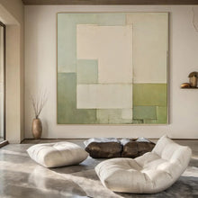 Load image into Gallery viewer, Light Green &amp; Gray Geometric Abstract Painting, Ideal for Minimalist Living Room &amp; Modern Office LargeART1444
