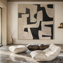 Load image into Gallery viewer, Hand - painted Extensive Black - White Geometric Abstract Acrylic Art for Modern Offices LargeART0122
