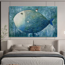 Load image into Gallery viewer, Whimsical Fish Abstract Painting for Kids’ Room &amp; Eclectic Living Space DKH218
