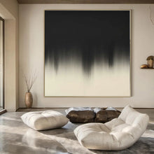 Load image into Gallery viewer, Large - Format Hand - painted Black &amp; White Gradient Drip Art for Dramatic Hallways LargeART0156
