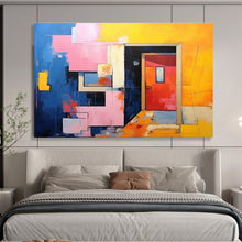 Load image into Gallery viewer, Geometric Doorway Abstract Painting on Canvas - “Architectural Pop” DKH642
