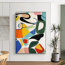 Load image into Gallery viewer, “Colorful Curved Shapes Collage” - Multicolor Abstract Art on Canvas DKH1186
