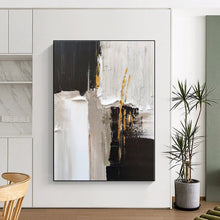 Load image into Gallery viewer, Oversized Black - White - Gold Abstract Art for Luxury Bedroom &amp; High - End Lounge LargeART0497
