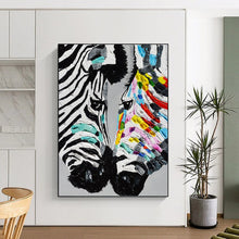 Load image into Gallery viewer, “Colorful Zebra Abstract” - Pop Art - Inspired Art on Canvas DKH1545
