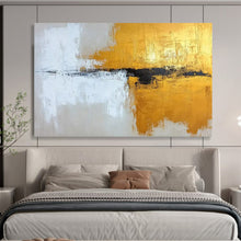 Load image into Gallery viewer, Hand - painted Oversized Gold, Black, and White Abstract Acrylic Art for Luxurious Living Rooms LargeART1803
