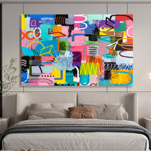 Load image into Gallery viewer, Hand - painted Generous - sized Vibrant Mixed - Shape Abstract Acrylic Art for Lively Home Offices LargeART1811
