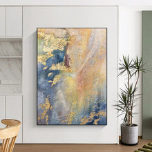 Load image into Gallery viewer, Gold &amp; Blue Textured Abstract Painting, Ideal for Luxury Living Room &amp; Art - Filled Office LargeART2113
