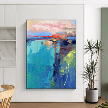 Load image into Gallery viewer, “Colorful Coastal Abstract” Abstract Painting on Canvas, Beach House Dining Decor DKH1030
