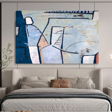 Load image into Gallery viewer, Blue - Dominant Geometric Abstract Painting on Canvas DKH547
