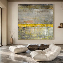 Load image into Gallery viewer, Oversized Hand - painted Gray and Yellow Industrial Charm Acrylic Art for Loft - Style Apartments LargeART0213
