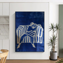 Load image into Gallery viewer, Blue - White Abstract Love Scene Painting, Ideal for Romantic Bedroom &amp; Intimate Lounge LargeART2036

