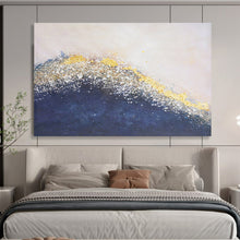 Load image into Gallery viewer, “Gold and Blue Textured Wave” - Luxurious Abstract Acrylic, Great for Luxury Bathroom and Living Room DLZ268
