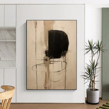 Load image into Gallery viewer, Large - Format Minimalist Black - Beige Abstract Art for Contemporary Gallery &amp; Calm Study LargeART0526
