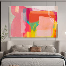 Load image into Gallery viewer, Color - Block Abstract Painting with Pastel Hues for Modern Bedroom &amp; Art Café DKH201
