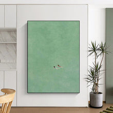 Load image into Gallery viewer, “Sync Swim” ，Monochromatic green with two small figures swimming. DTP305
