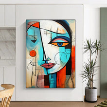 Load image into Gallery viewer, Cubist Abstract Face Painting, Color - Blocked Modern Art for Art Gallery &amp; Creative Studio LargeART2213
