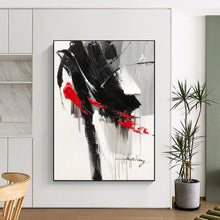 Load image into Gallery viewer, Black &amp; Red Bold Abstract Painting, Perfect for Edgy Living Room &amp; Creative Studio LargeART2088
