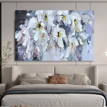 Load image into Gallery viewer, Hand - painted Large - dimension White Flowers with Colorful Accents Acrylic Art for Bright Living Rooms LargeART1763
